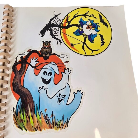 Vintage Halloween Window Clings Book Vinyl Stickers Glow in the Dark Christmas - Picture 14 of 16